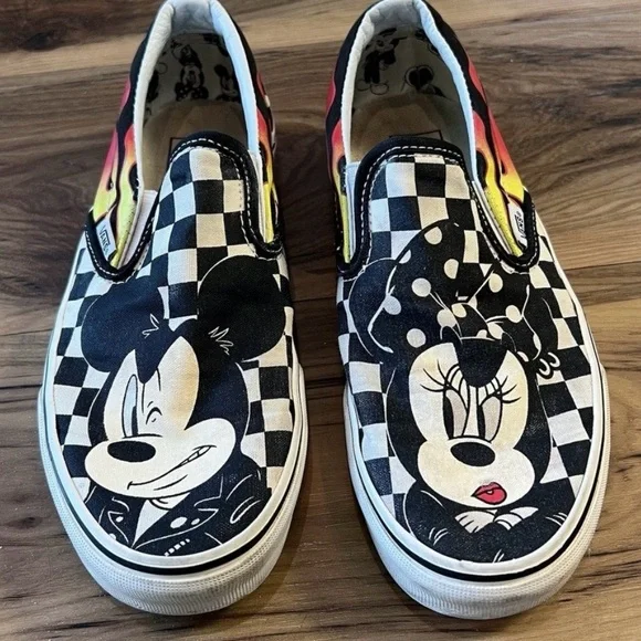 Vans DISNEY Checkered Slip-On Shoes Mickie & Minnie Worn HTF - Picture 1 of 10